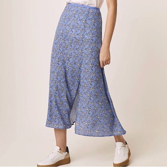 FRENCH CONNECTION Skirt A-Line Blue Floral Maxi Skirt Size S